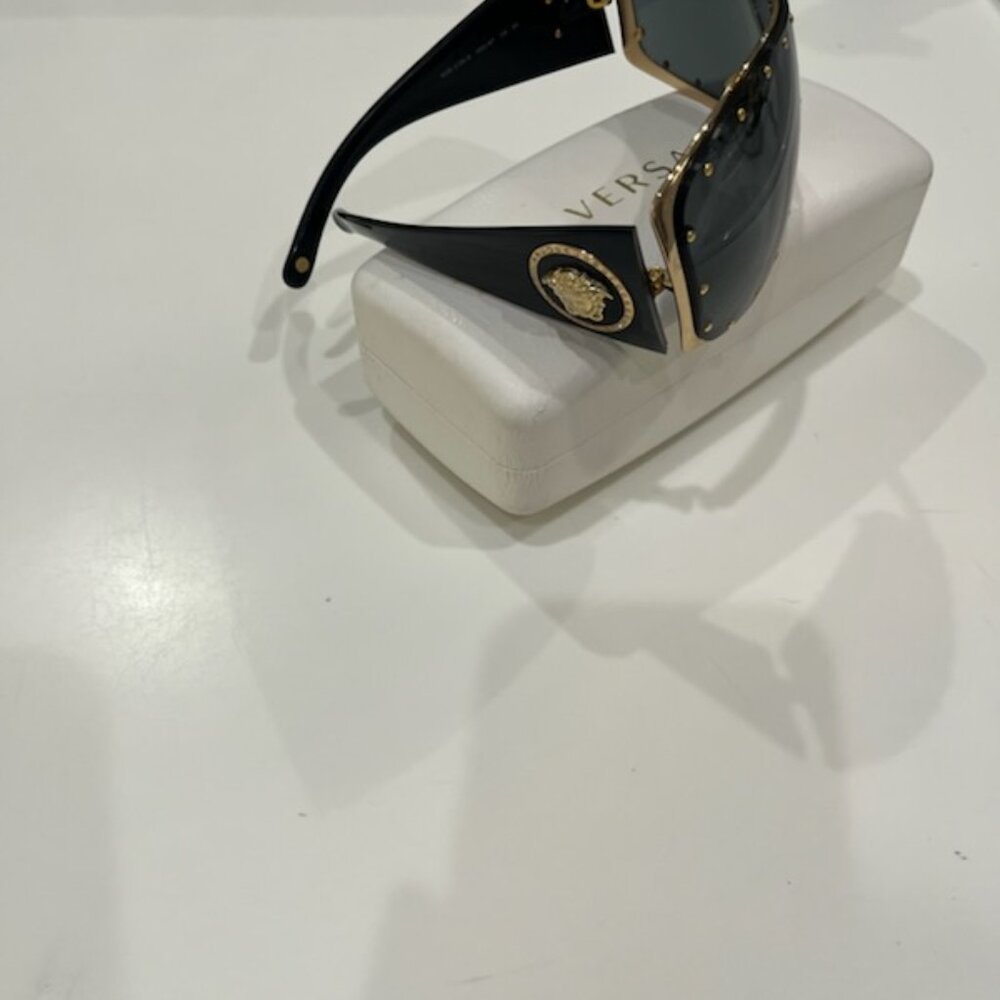 Versace Women's Sunglasses - Black with gold studs